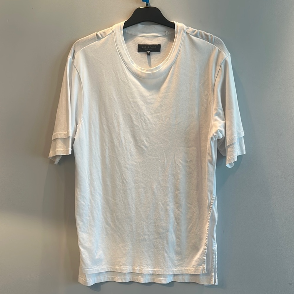 Rag & Bone Mens Size Medium Dual Layer White Tee MINT CONDITION. Rare.